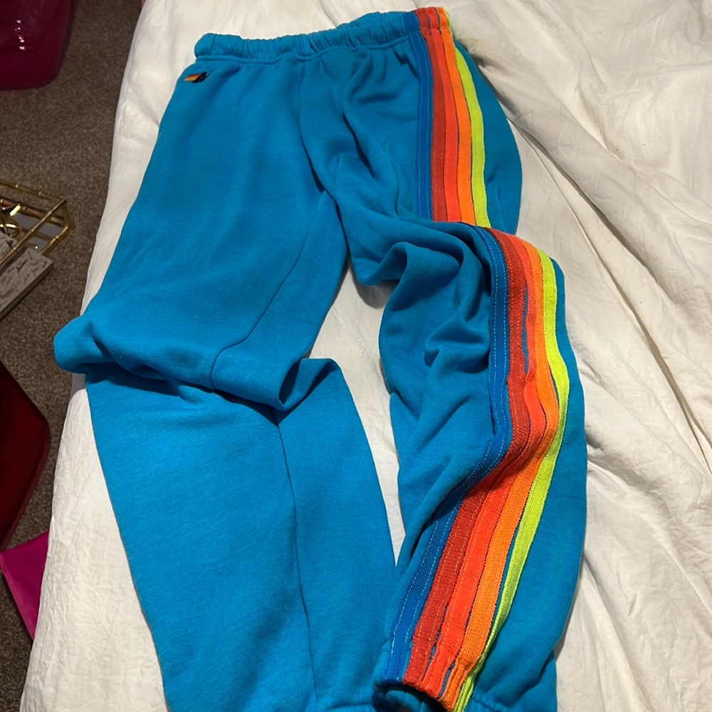 blue aviator nation 4 stripe sweatpants